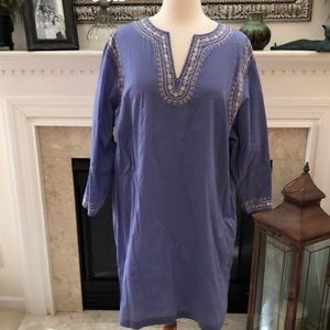 Lands End Blue Bohemian Shift Dress